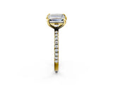 Yellow gold Emerald and Princess Toi Moi Ring with Prong Setting and Micro Pave Band 2