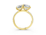 Yellow gold Emerald and Princess Toi Moi Ring with Prong Setting and Micro Pave Band 3
