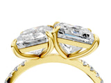 Yellow gold Emerald and Princess Toi Moi Ring with Prong Setting and Micro Pave Band 4