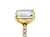 Yellow gold Emerald and Princess Toi Moi Ring with Prong Setting and Micro Pave Band 5