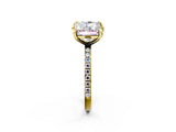 Yellow gold Emerald and Princess Toi Moi Ring with Prong Setting and Pave Band 2