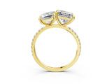 Yellow gold Emerald and Princess Toi Moi Ring with Prong Setting and Pave Band 3