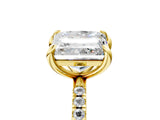 Yellow gold Emerald and Princess Toi Moi Ring with Prong Setting and Pave Band 5