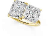 Yellow gold Emerald and Princess Toi Moi Ring with Prong Setting and Plain Band 1