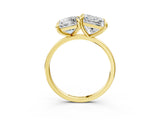 Yellow gold Emerald and Princess Toi Moi Ring with Prong Setting and Plain Band 3
