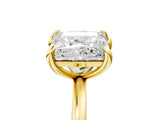 Yellow gold Emerald and Princess Toi Moi Ring with Prong Setting and Plain Band 5