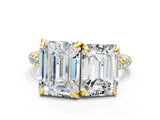 Yellow gold Emerald and Radiant Toi Moi Ring with Prong Setting and Micro Pave Band_40