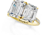 Yellow gold Emerald and Radiant Toi Moi Ring with Prong Setting and Micro Pave Band_41