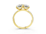 Yellow gold Emerald and Radiant Toi Moi Ring with Prong Setting and Micro Pave Band_43