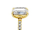 Yellow gold Emerald and Radiant Toi Moi Ring with Prong Setting and Micro Pave Band_45