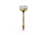 Yellow gold Emerald and Radiant Toi Moi Ring with Prong Setting and Pave Band 2