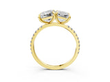 Yellow gold Emerald and Radiant Toi Moi Ring with Prong Setting and Pave Band 3