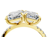 Yellow gold Emerald and Radiant Toi Moi Ring with Prong Setting and Pave Band 4