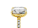 Yellow gold Emerald and Radiant Toi Moi Ring with Prong Setting and Pave Band 5
