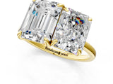 Yellow gold Emerald and Radiant Toi Moi Ring with Prong Setting and Plain Band_41