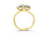Yellow gold Emerald and Radiant Toi Moi Ring with Prong Setting and Plain Band_43