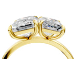 Yellow gold Emerald and Radiant Toi Moi Ring with Prong Setting and Plain Band_44