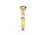 Yellow gold Fancy Black Asscher Cut Brilliant Channel-Set Diamond Ring with Bezel Prong Setting_2