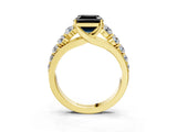 Yellow gold Fancy Black Asscher Cut Brilliant Diamond Pavé Band with Six-Prong Setting_15