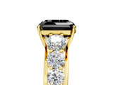 Yellow gold Fancy Black Asscher Cut Brilliant Diamond Pavé Band with Six-Prong Setting_17