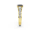 Yellow gold Fancy Black Asscher Cut Brilliant Diamond Pavé Band with Six-Prong Setting_2