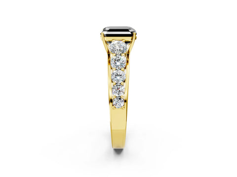 Yellow gold Fancy Black Asscher Cut Brilliant Diamond Pavé Band with Six-Prong Setting_2