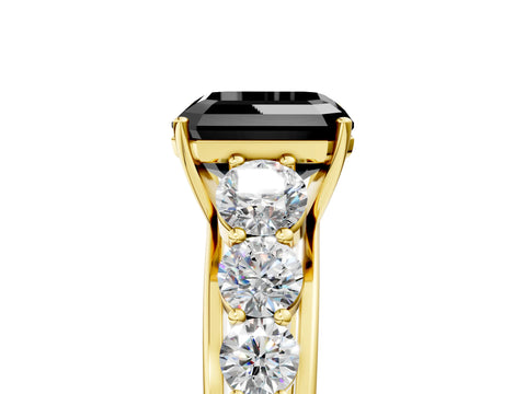 Yellow gold Fancy Black Asscher Cut Brilliant Diamond Pavé Band with Six-Prong Setting_5