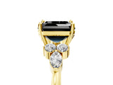 Yellow gold Fancy Black Asscher Cut Brilliant Diamond Solitaire Ring with Pear Side Stones and Four-Prong Setting_8