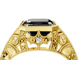Yellow gold Fancy Black Asscher Cut Brilliant Milgrain Filigree Diamond Ring with Square Prong Setting_4
