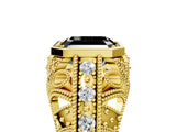 Yellow gold Fancy Black Asscher Cut Brilliant Milgrain Filigree Diamond Ring with Square Prong Setting_5