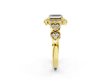 Yellow gold Fancy Black Asscher Cut Brilliant Milgrain Pave Heart Band Solitaire Ring_2