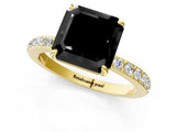 Yellow gold Fancy Black Asscher Cut Brilliant Pavé Band Solitaire with Four-Prong Setting_1