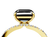 Yellow gold Fancy Black Asscher Cut Brilliant Pavé Band Solitaire with Four-Prong Setting_4