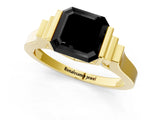Yellow gold Fancy Black Asscher Cut Brilliant Solitaire Diamond Ring with Channel Set Band and Bar Prong Setting_1