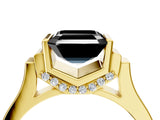 Yellow gold Fancy Black Asscher Cut Brilliant Solitaire Diamond Ring with Channel Set Band and Bar Prong Setting_4