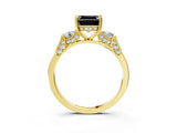 Yellow gold Fancy Black Asscher Cut Brilliant Three-Stone Pave Band with Four-Prong Setting_3