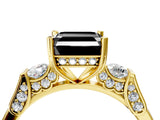 Yellow gold Fancy Black Asscher Cut Brilliant Three-Stone Pave Band with Four-Prong Setting_4