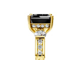 Yellow gold Fancy Black Asscher Cut Brilliant Three-Stone Pave Band with Four-Prong Setting_5