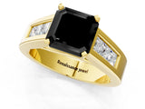 Yellow gold Fancy Black Asscher Cut Cut Channel Set Solitaire Ring with Four-Prong Setting_1
