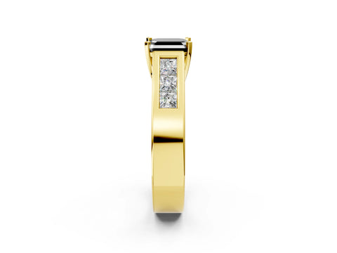 Yellow gold Fancy Black Asscher Cut Cut Channel Set Solitaire Ring with Four-Prong Setting_2