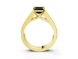 Yellow gold Fancy Black Asscher Cut Cut Channel Set Solitaire Ring with Four-Prong Setting_3