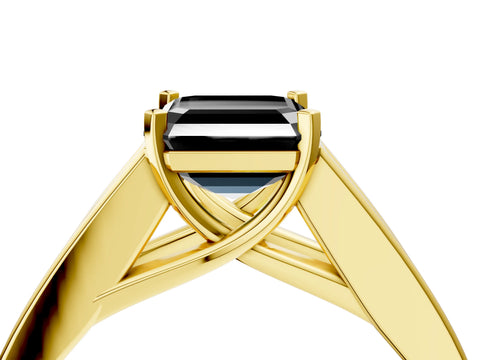 Yellow gold Fancy Black Asscher Cut Cut Channel Set Solitaire Ring with Four-Prong Setting_4