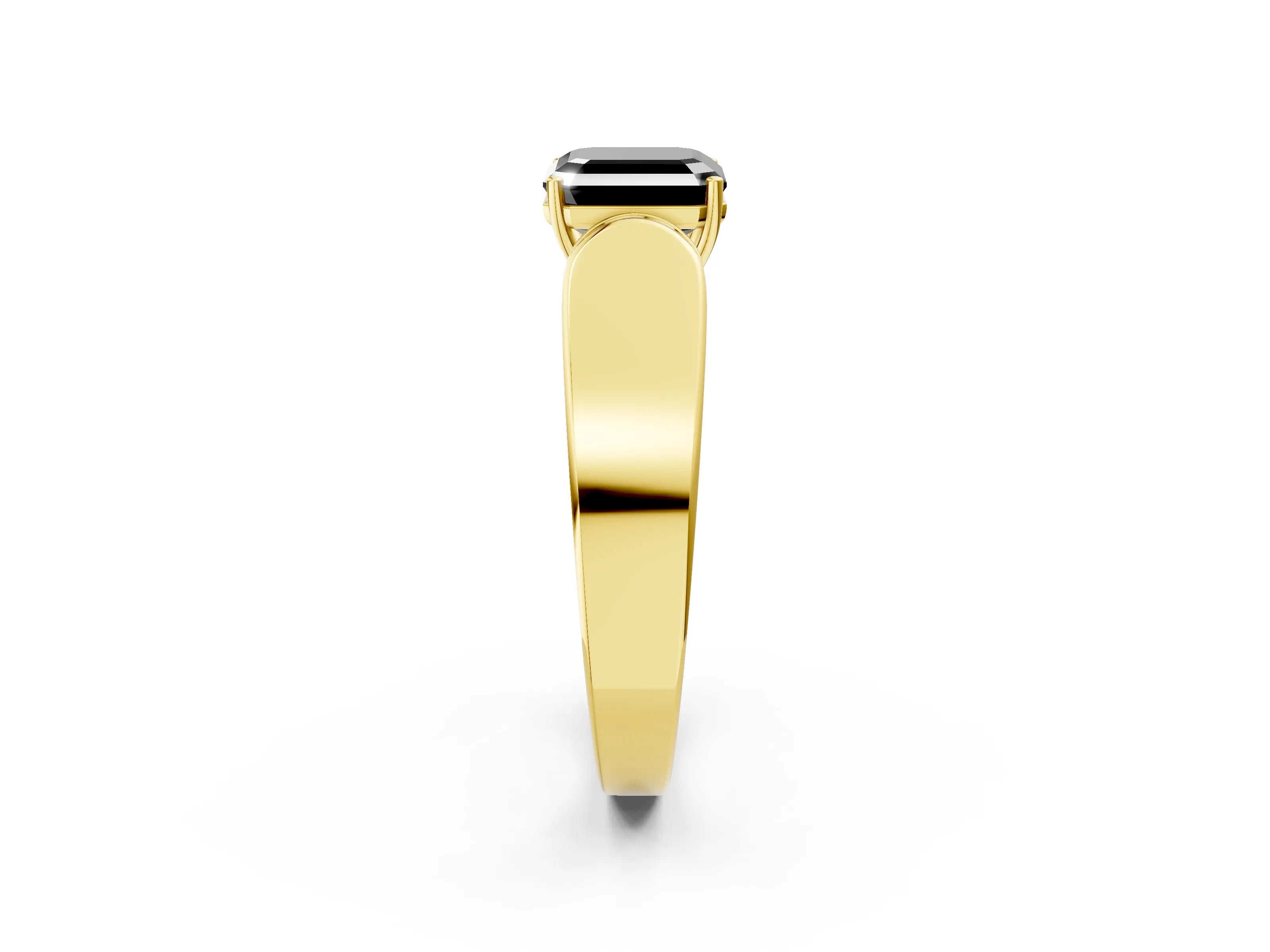 Yellow gold Fancy Black Asscher Cut Cut Diamond Channel Set Solitaire Ring with Four-Prong Setting_2
