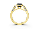 Yellow gold Fancy Black Asscher Cut Cut Diamond Channel Set Solitaire Ring with Four-Prong Setting_3