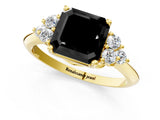 Yellow gold Fancy Black Asscher Cut Cut Diamond Cluster Ring with Solitaire Band and Four-Prong Setting_1
