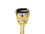Yellow gold Fancy Black Asscher Cut Cut Diamond Cluster Ring with Solitaire Band and Four-Prong Setting_5