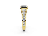 Yellow gold Fancy Black Asscher Cut Cut Diamond Engagement Ring with Pavé Band and Four-Prong Setting_2