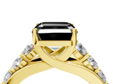 Yellow gold Fancy Black Asscher Cut Cut Diamond Engagement Ring with Pavé Band and Four-Prong Setting_4