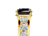Yellow gold Fancy Black Asscher Cut Cut Diamond Engagement Ring with Pavé Band and Four-Prong Setting_5
