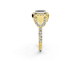 Yellow gold Fancy Black Asscher Cut Cut Diamond Halo Engagement Ring with Open Split Pavé Band_2